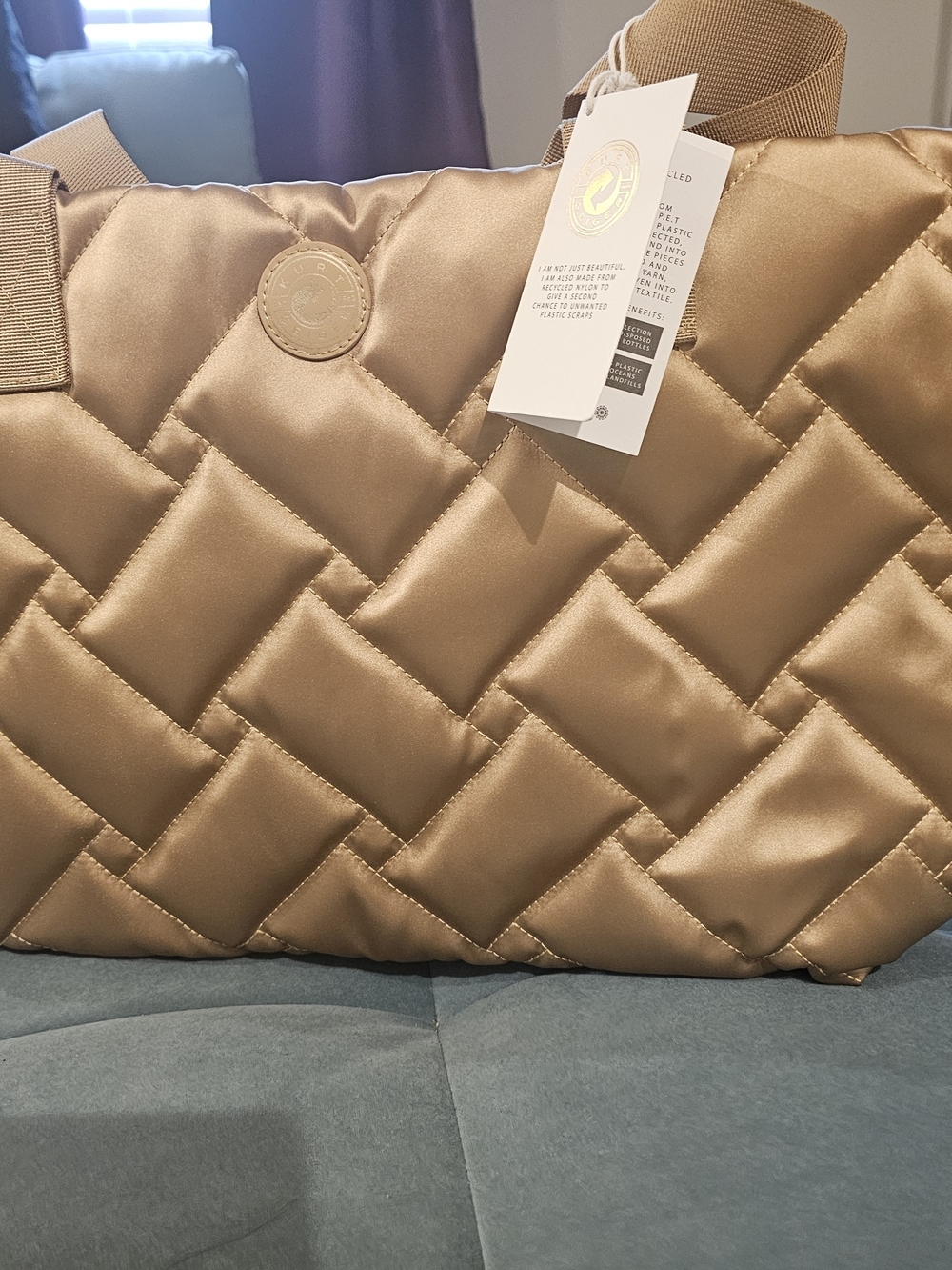 Kurt Geiger Gold Quilted Tote Bag - Picture 2 of 5